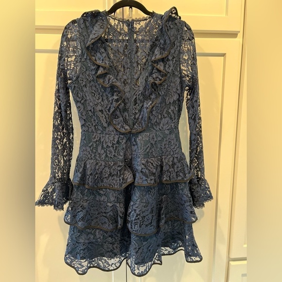 Alexis Navy Tracie Long-Sleeve Tiered Ruffled Lace Mini Dress size Medium. EUC!! - Picture 15 of 15
